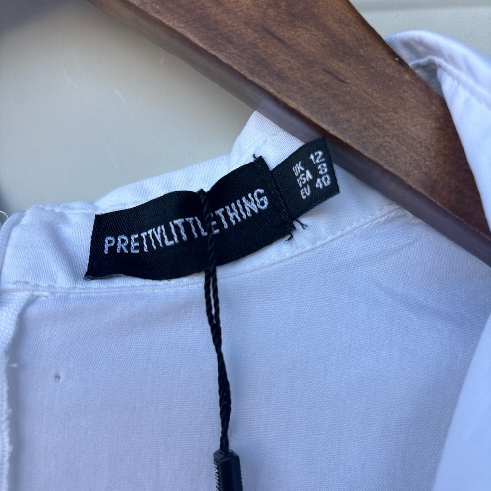 PrettyLittleThing White Collared Shirt - Picture 3 of 7